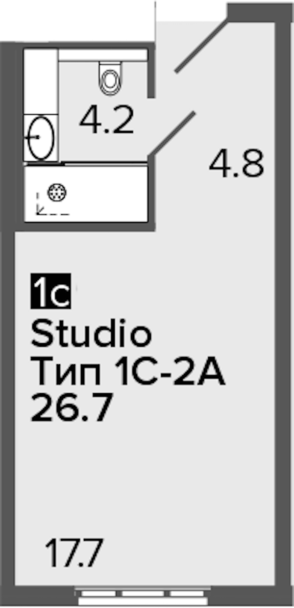 Квартира студия 26.7 м², 10/16 эт., Апарт-отель «ARTSTUDIO M103»